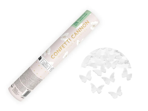 Tuba strzelająca - białe motylki - 20 cm - 1 szt.