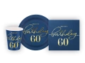 Zestaw kubeczki + serwetki + talerzyki papierowe na 60te urodziny - 22 szt.