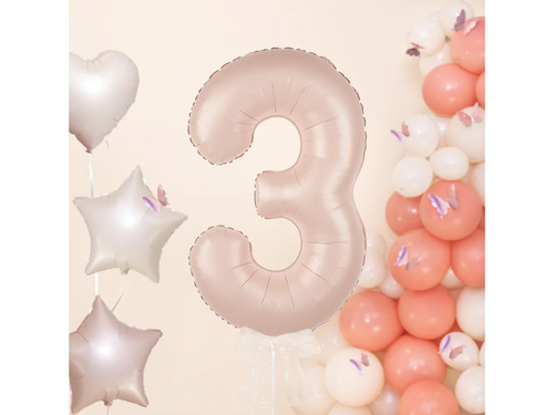 Balon foliowy karmelowa cyfra 3 - 100 cm - 1 szt.