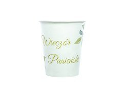 Kubeczki papierowe na wieczór panieński z zielonymi listkami - 250 ml - 6 szt.
