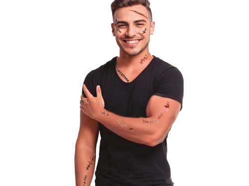 Tatuaże zmywalne Blizny na Halloween - 12 szt.