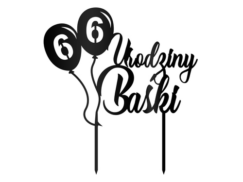 Topper z pleksi czarny na tort personalizowany Baloniki z pleksi - 1 szt.