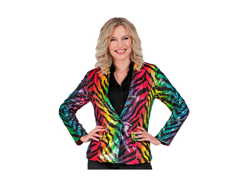 Imprezowa marynarka Party Fashion - tęczowy motyw tygrysa