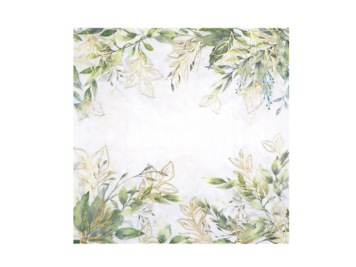 Serwetki papierowe z zielonymi listkami - 33 cm - 20 szt.