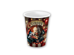 Kubeczki papierowe na Halloween Straszny Klaun - 240 ml - 6 szt.