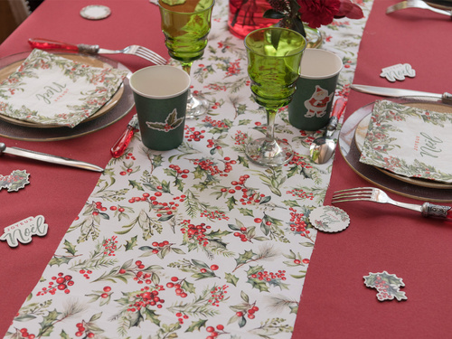 Dekoracja bieżnik na stół Ostrokrzew - 28 cm x 2,5 m - 1 szt.