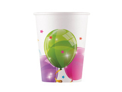 Kubeczki papierowe Błyszczące Baloniki - 200 ml - 8 szt.