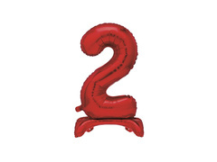 Balon foliowy stojący cyfra 2 czerwony - 76 cm - 1szt.