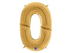 Balon foliowy cyfra 0 złota - 163 cm - 1 szt.