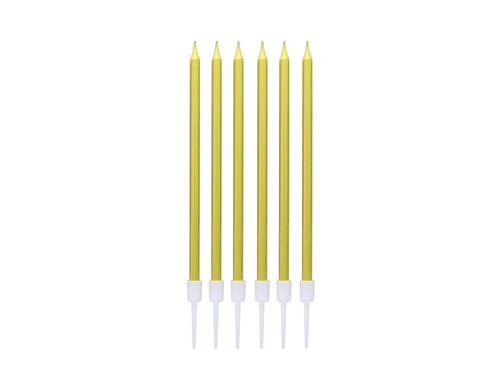 Świeczki urodzinowe złote metaliczne - 13,5 cm - 6 szt.