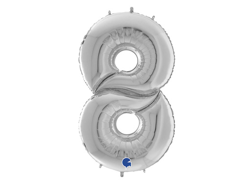 Balon foliowy cyfra 8 srebrna - 163 cm - 1 szt.