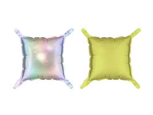 Balony foliowe Kwadraty holograficzno-żółte - 35 x 35 cm - 4 szt.