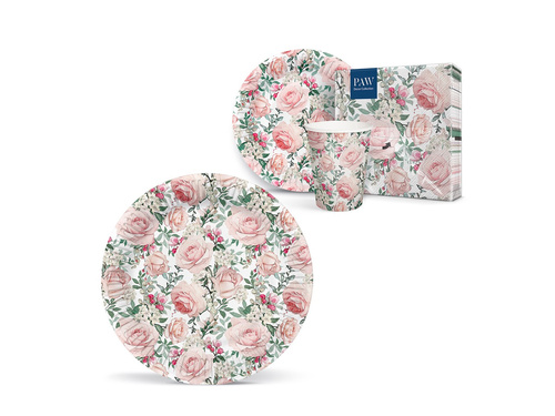 Talerzyki papierowe Róże - 18 cm - 8 szt.