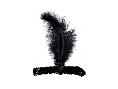 Opaska z piórem Retro czarna z piórem - 1 szt.