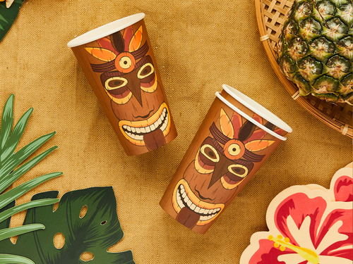 Kubeczki papierowe tropikalny Posąg - 475 ml - 8 szt.