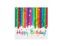 Serwetki urodzinowe Rainbow Happy Birthday - 25 cm - 16 szt.