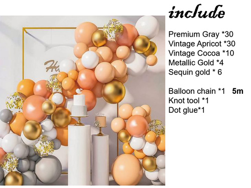 Zestaw balonów do girlandy brązowo-szary - 80 szt.