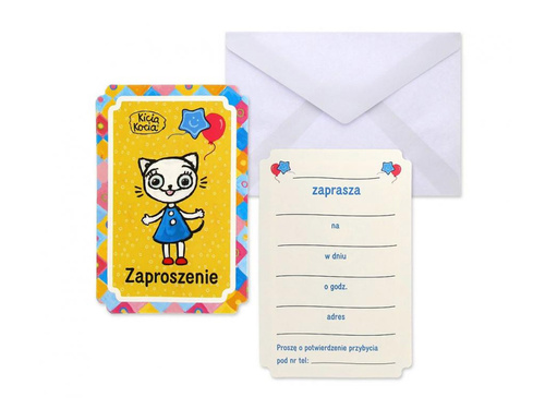Zaproszenia urodzinowe Kicia Kocia - 6 szt.