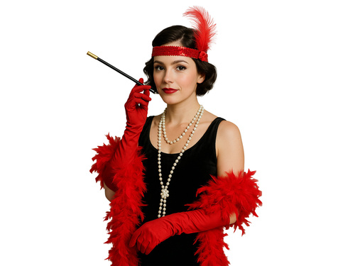 Zestaw Retro Czerwony z Boa