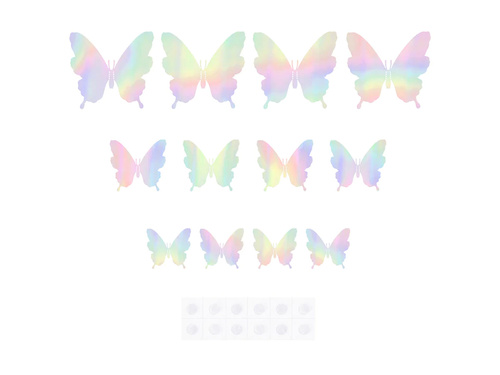 Naklejki motylki holograficzne srebrne - 12 szt.