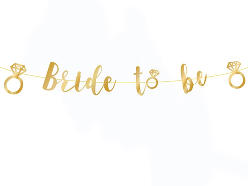 Baner z napisem Bride to be złoty - 150 cm - 1 szt.