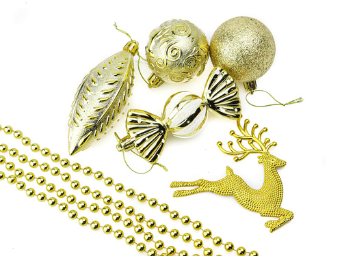Dekoracje choinkowe złote - 25 szt.