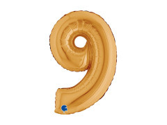 Balon foliowy cyfra 9 złoty - 14" - 1 szt.
