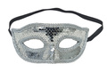 Cekinowa maska karnawałowa - srebrna - 1 szt.