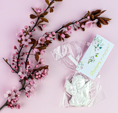 Aniołki gipsowe z podziękowaniem personalizowanym - 6 szt.