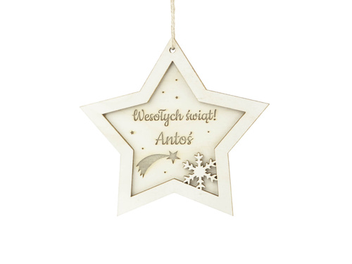 Zawieszka drewniana Gwiazdka z imieniem - 14 x 13,5 cm - 1 szt.