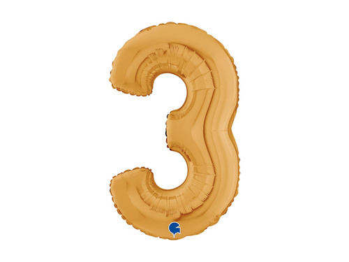 Balon foliowy cyfra 3 złoty - 26" - 1 szt.
