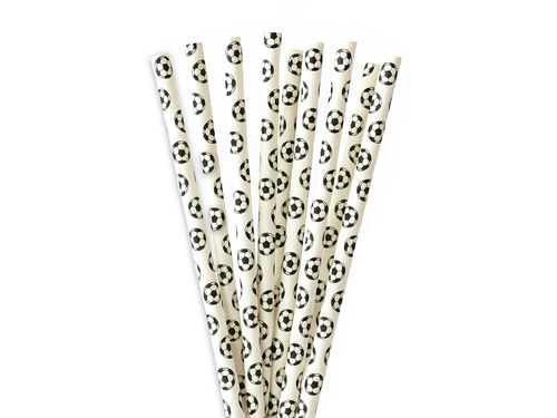Słomki urodzinowe Piłka Nożna - 19 cm - 25 szt.