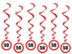 Dekoracja wisząca Zakaz na 50 urodziny - 6 szt.