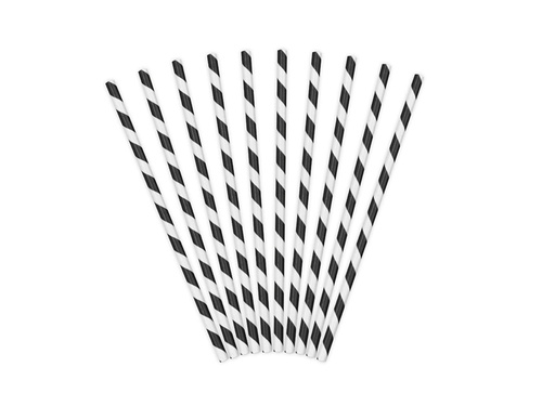 Słomki rurki biało-czarne- 10 szt.
