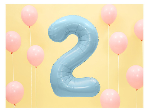 Balon foliowy cyfra 2 błękitna - 86 cm - 1 szt.