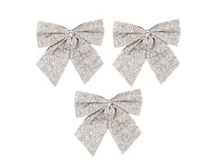 Kokardy srebrne brokatowe - 12 cm - 3 szt.