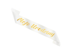 Szarfa urodzinowa Moje Urodziny biała - 1 szt.