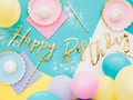 Baner złoty z napisem Happy Birthday - 62 cm - 1 szt.