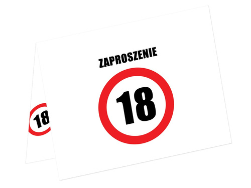 Zaproszenia na 18-tke znak zakazu - 6 szt.