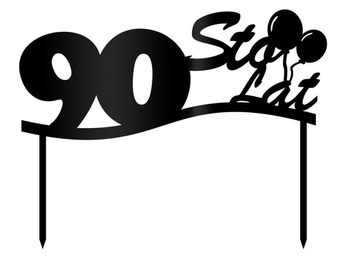 Topper z pleksi czarny na tort 90 urodziny - 1 szt.