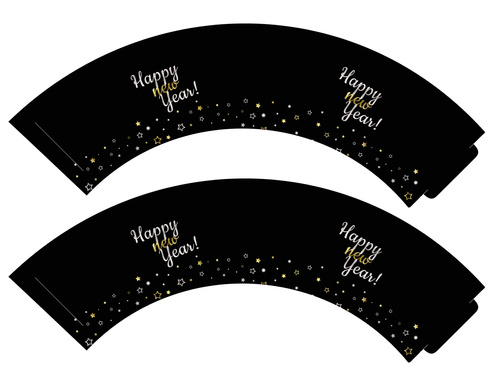 Papilotki na babeczki Happy New Year - 6 szt.