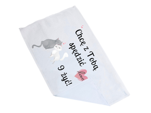 Ręcznik personalizowany 9 żyć na Walentynki - 30x50 cm