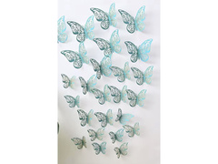 Dekoracja lustrzana Motyle turkusowe 2D - 12 szt.
