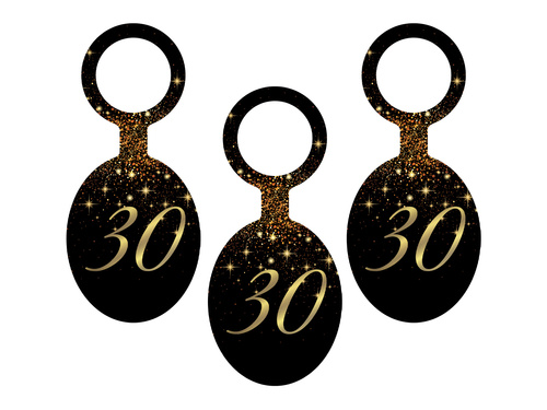 Zawieszki na wódkę Sparkling na trzydzieste urodziny - 8 szt.