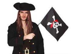 Flaga piracka na patyczku - 42 x 30 cm - 1 szt.