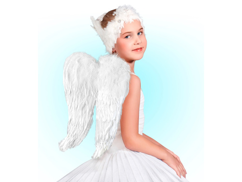 Skrzydła anioła białe z piórami - 60 x 46 cm - 1 szt.