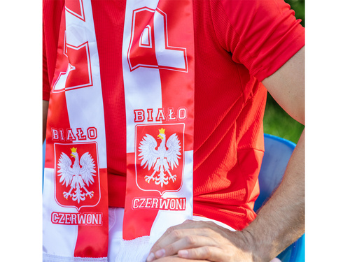 Szalik biało-czerwony Polska - 14x 145 cm - 1 szt.