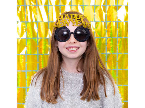 Okulary Happy New Year czarno-złote - 1 szt.