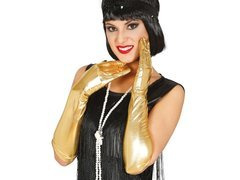 Rękawiczki karnawałowe złote długie - 44 cm.