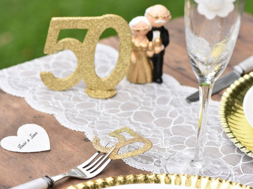 Brokatowa dekoracja stołu liczba 70 - 6 szt.